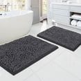 thumbnail image 1 of PrimeBeau Luxury Comfort Absorbent Bathroom Rugs, Non-Slip Chenille Extra Soft Shaggy, Washable, 2 Piece Set, Gray, 1 of 1