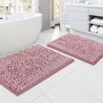 thumbnail image 1 of PrimeBeau Luxury Soft Absorbent Bathroom Rugs, Non-Slip Chenille Shaggy Bath Mats, Washable, 2 Piece Set, Coral Pink, 1 of 1
