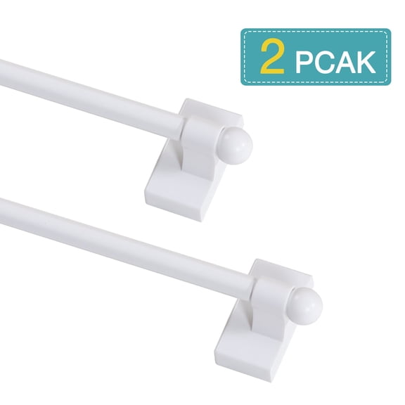 PrimeBeau Modern 1/2 Inch Polished & Painted Adjustable Magnetic Curtain Rods, 9 Inch - 16 Inch