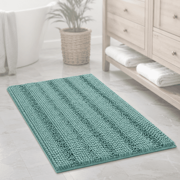 PrimeBeau Microfiber Non Slip Mat Anti-Slip Bath Mat, 20 x 32 Inch, Aqua Color