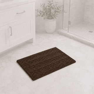 Primebeau Microfiber Bath Rug - Non-Slip - 20 in x 32 in, Chocolate