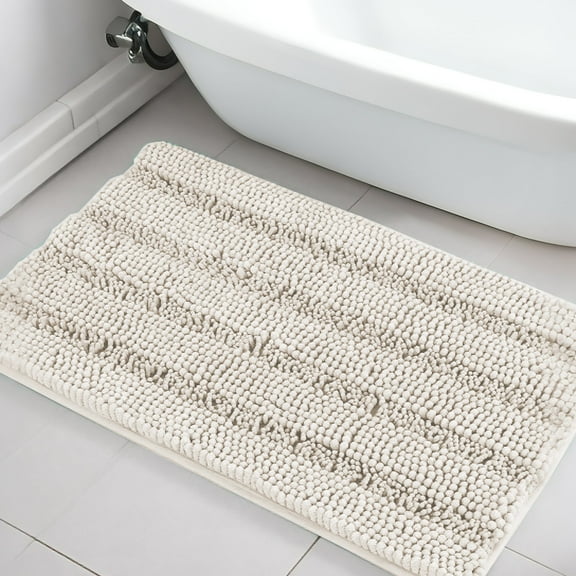 PrimeBeau Microfiber Non Slip Mat Anti-Slip Bath Mat, 20 x 32 Inch, Ivory