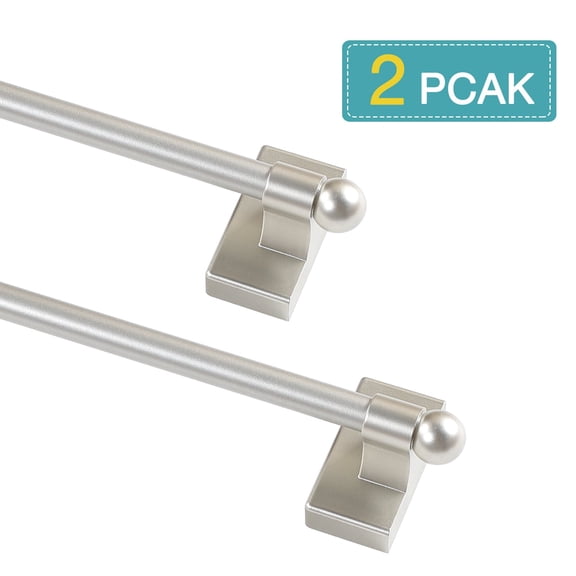 PrimeBeau Modern 1/2 Inch Polished & Painted Adjustable Magnetic Curtain Rods, 9 Inch - 16 Inch
