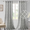thumbnail image 1 of PrimeBeau Mosaic Lantern Embroidery Linen Light Filtering Privacy Sheer Curtains, Pair of 2, 52" x 84" inch, Ash, 1 of 7