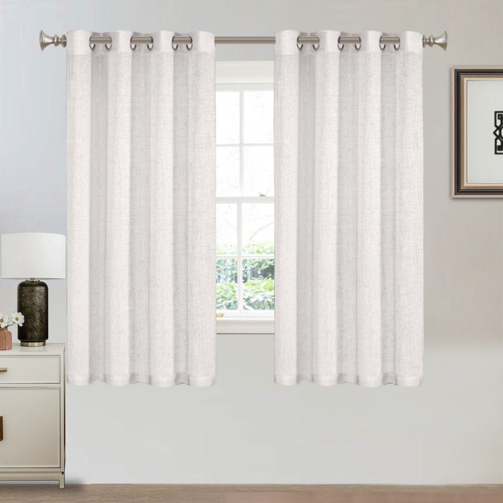 PrimeBeau Natural Linen Blended Nickel Grommet Curtains Privacy Added ...