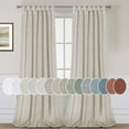 thumbnail image 1 of PrimeBeau Natural Linen Blended Tab Top Semi Sheer Window Curtain Panels, Textured Flax, 52" W x 96" L, Angora, 1 of 6