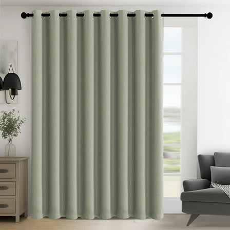 PrimeBeau Noise Reducing Extra Wide Blackout Curtain, Single Layer Design (100x84-Inch, Sage, 1 Panel)