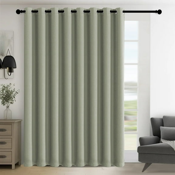 PrimeBeau Noise Reducing Extra Wide Blackout Curtain, Single Layer Design (100x84-Inch, Sage, 1 Panel)