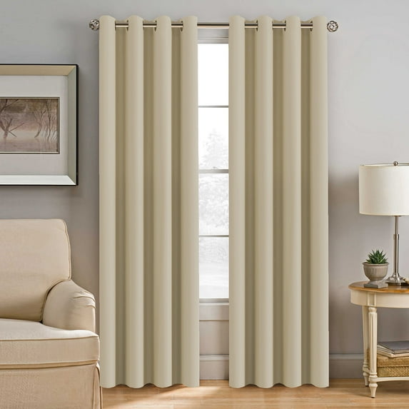 PrimeBeau Room Darkening Thermal Insulated Blackout Grommet Window Curtain for Bedroom / Living Room, Elegant Beige, 52x84-Inch, 1 Panel