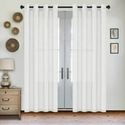 Primebeau Linen Blend Curtains - Light Filtering Grommet - 2 Panels, 52 in x 84 in, White
