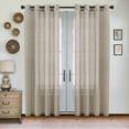 thumbnail image 1 of PrimeBeau Semi Sheer Linen Curtains Light Filtering Grommet Draperies, 52" x 96" , 2 Panel Set, Taupe, 1 of 8