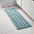 thumbnail image 1 of PrimeBeau Slip-Resistant Washable Striped Chenille Shaggy Bath Mat Runner, 47 inch by 17 inch, Aqua, 1 of 7