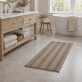 thumbnail image 1 of PrimeBeau Slip-Resistant Washable Striped Chenille Shaggy Bath Mat Runner, 47 inch by 17 inch, Khaki, 1 of 7