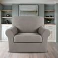 thumbnail image 1 of PrimeBeau Sofa Slipcover 2 Piece Sofa Cover 1 Seater Soft Couch Cover(Armchair 32"-48", Taupe), 1 of 6