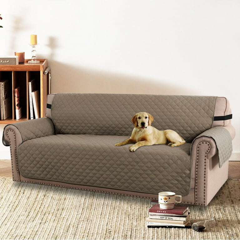 PrimeBeau Sofa Slipcover for Dogs Pets&Kids, Durable Pet Cover for Sofa  with Elastic Strap(75 x 110, Taupe/Beige)