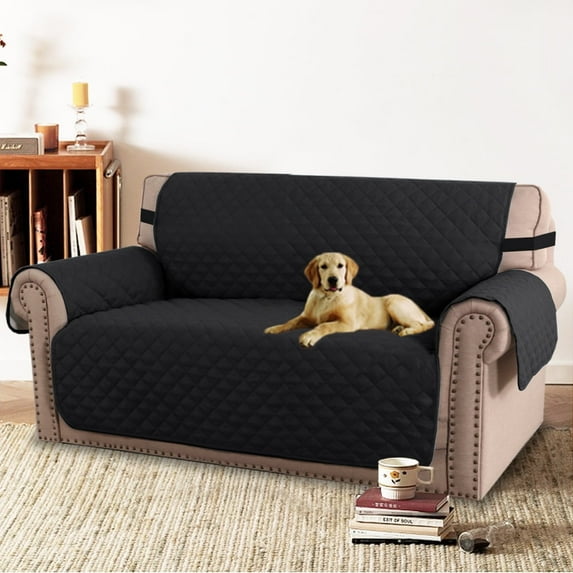 PrimeBeau Sofa Slipcover for Dogs Pets&Kids, Durable Pet Cover for Sofa with Elastic Strap(75" x 98", Black/Grey)