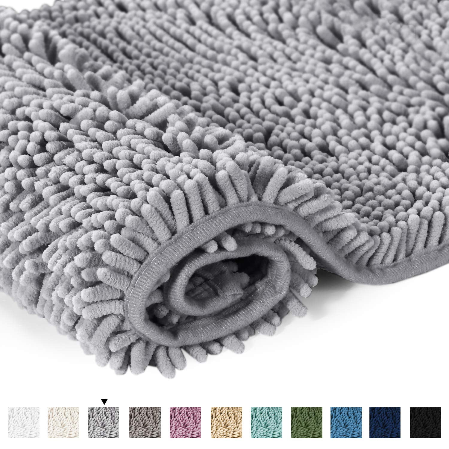 Design Imports Solid Gray Microfiber Bath Mat 17x24 inch