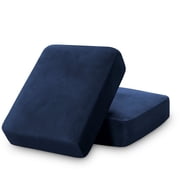 PrimeBeau Stretch Velvet 1-Piece Solid Pattern Velvet Sofa Cushion Covers, Navy