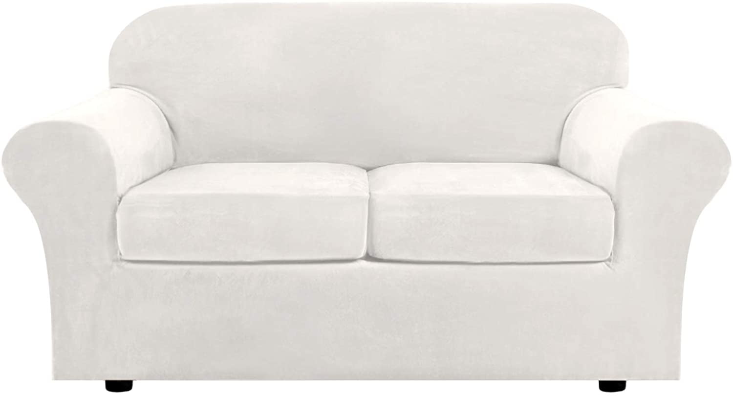 PrimeBeau Stretch Velvet Loveseat Sofa Slipcover, Individual 3 Piece