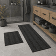 thumbnail image 1 of PrimeBeau Luxurious Non-Slip Absorbent Chenille Bath Rugs Set of 2, Gray, 47" x 17" Plus 17" x 24" Inches, 1 of 8