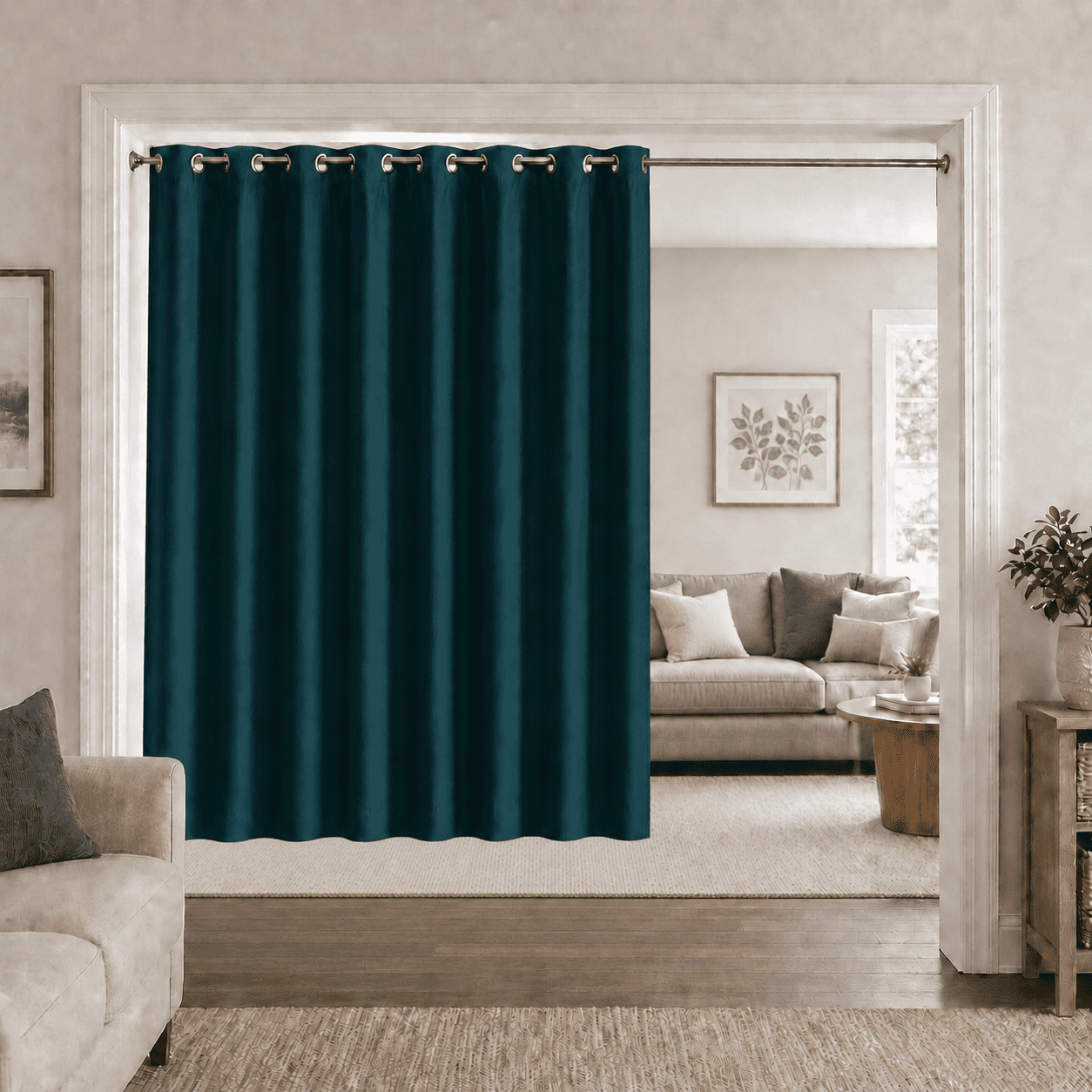 PrimeBeau Thermal Blackout Extra Wide Curtain for Bedroom, Single Layer (100x84-Inch, Dark Teal, 1 Panel)