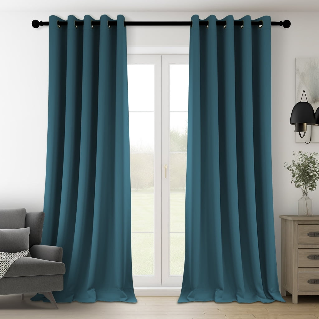 PrimeBeau 100% Blackout Curtains, Grommet, Insulated, Dark Teal, 52x108 ...