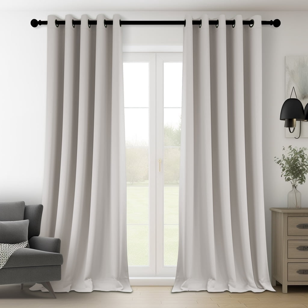 PrimeBeau Thermal Insulated 100% Blackout Grommet Curtains for Bedroom with Black Liner(52 x 108-Inch, Pumice Stone, 2 Panels) - Walmart.com