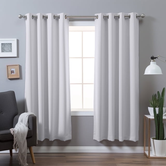 PrimeBeau Thermal Insulated Blackout Curtains for Bedroom, Off-White, Grommet, 52" x 84" , 2 Panels