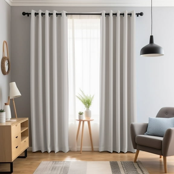 Primebeau Blackout Curtains with Black Backing, Noise Blocking, Thermal Insulated, 52x96-Inch, Pumice Stone, 2 Panels