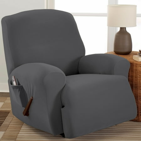 PrimeBeau Luxurious Soft Velvet Recliner Slipcover, Gray