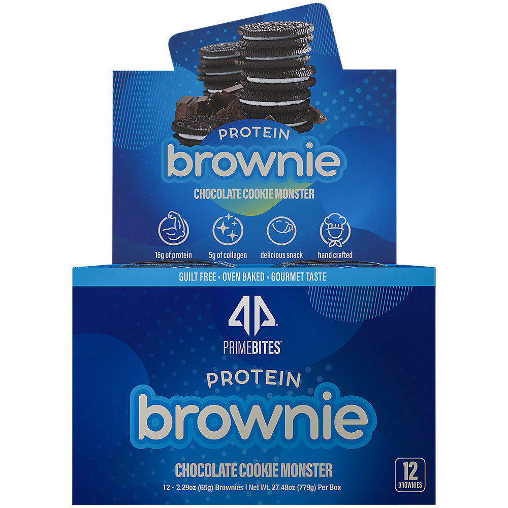 PrimeBites Protein Brownies Chocolate Cookie Monster (12 Brownies