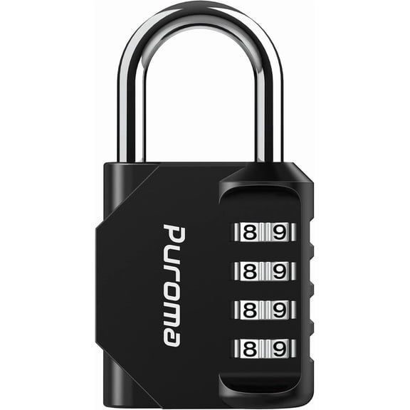 PrimeCook Shop 1 Pack Combination Lock for Locker 4 Digit Outdoor Waterproof Padlock for School, Gym, Sports, Fence, Toolbox, Gate, Case, Outdoor, Hasp Storage, Cabinets (Black)