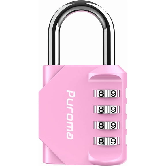 PrimeCook Shop 1 Pack Combination Lock for Locker 4 Digit Outdoor Waterproof Padlock for School, Gym, Sports, Fence, Toolbox, Gate, Case, Outdoor, Hasp Storage (Pink)