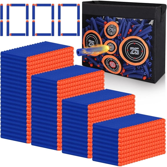 PrimeCook Shop 1000PCS Bullets Refill Darts Fit for Nerf N-Strike Elite Series Bulk Bullets Compatible for Nerf Party with Portable Shooting Practice Target Mesh Bag