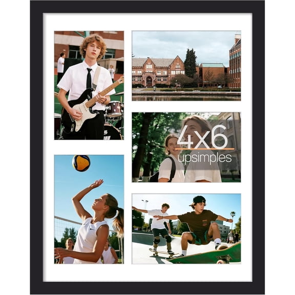 PrimeCook Shop 11x14 Collage Picture Frame, Display Pictures 5 4x6 with Mat or 11x14 Without Mat, Wall Hanging 5 4x6 Picture Frame Collage Wall Decor, Black, 1 Pack