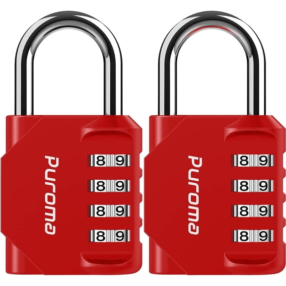 PrimeCook Shop  2 Pack Combination Lock 4 Digit Outdoor Waterproof Padlock for School Gym Locker, Sports Locker, Fence, Toolbox, Gate, Case, Hasp Storage (Red)