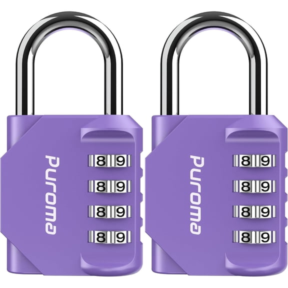 PrimeCook Shop 2 Pack Combination Lock for Locker 4 Digit Outdoor Waterproof Padlock for School, Gym, Sports, Fence, Toolbox, Gate, Case, Outdoor, Hasp Storage (Purple)
