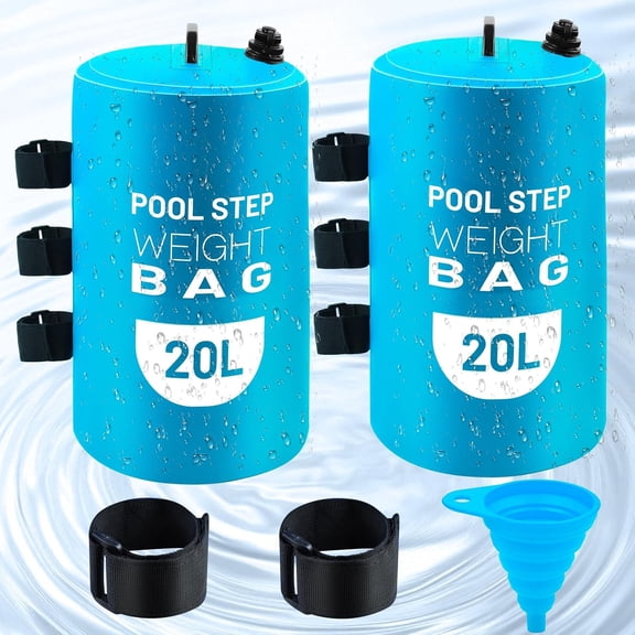 PrimeCook Shop 2 Pack Pool Step Weight Bags  20L Waterproof Sand Bags for Pool Ladders & Steps with Adjustable Straps and Funnel