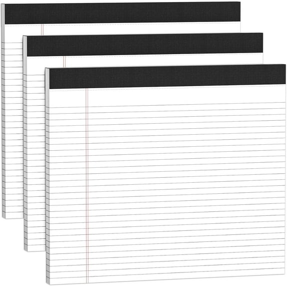 PrimeCook Shop 3 Pack Legal Pads 11 x 9.5 College Ruled White Paper Note Pad Narrow Ruled 30 Sheets Notepads Perforated Writing Pad Clear Print Horizontal Pads of Paper