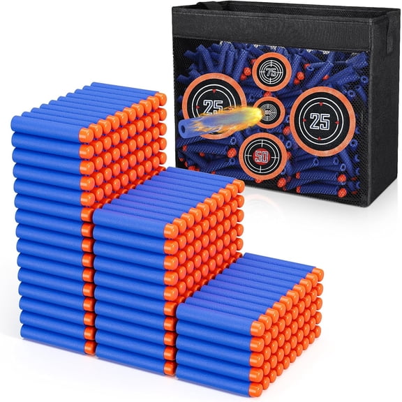 PrimeCook Shop 300 Darts Fits for Nerf Elite Blasters, Compatible with Disruptor, Strongarm etc. Elite Blasters, with a Target Fits for Nerf Blasters, Blue, 0.4in