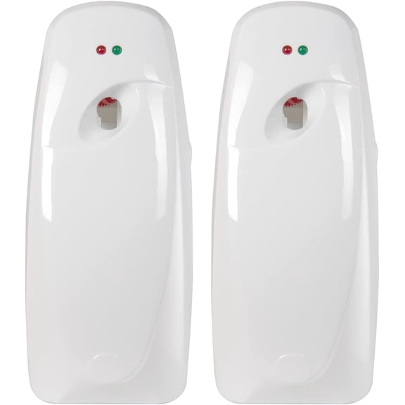 PrimeCook Shop Automatic Air Freshener Spray Dispenser (2-Pack) Wall Mounted or Free Standing, Commercial and Home Use, Multiple Time Scent/Mist Release Settings for Room/Restroom Sprayer (White)