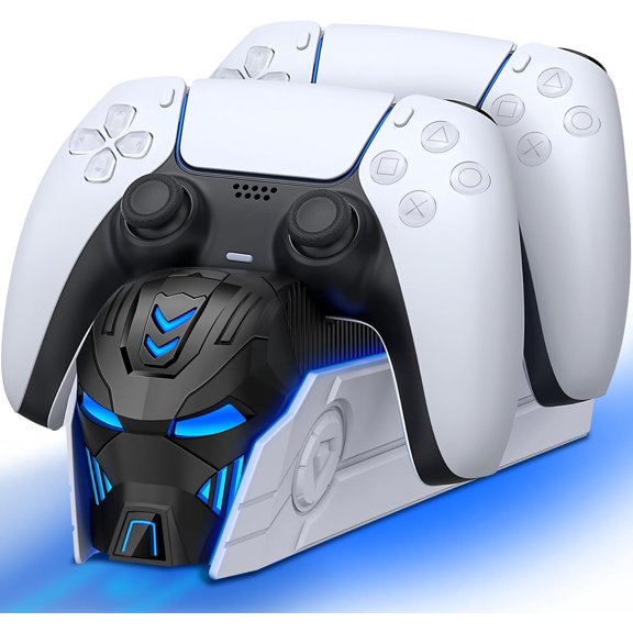 PrimeCook Shop Charger Station for PlayStation 5 Dual Controllers-Fast PS5 Dual Controller Stand Charger Dock-LED PS5 Controller Charging Station Accessories -Black&White