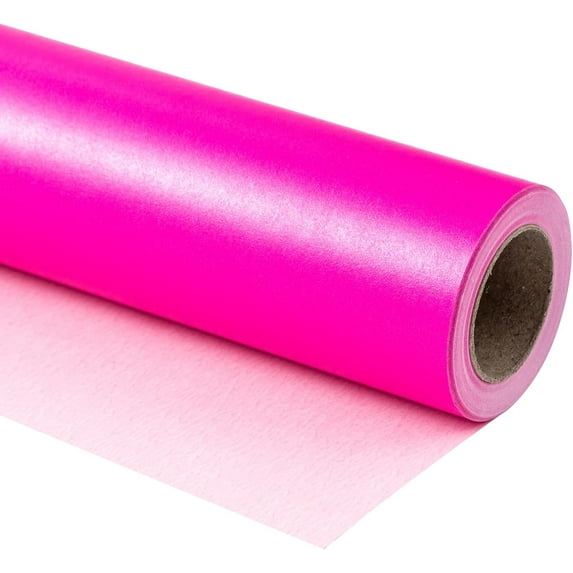 PrimeCook Shop Hot Pink Matte Wrapping Paper - Mini Roll - Solid Color Pearly Lustre Paper Perfect for Wedding, Birthday, Christmas, Baby Shower - 17 Inches X 32.8 Feet