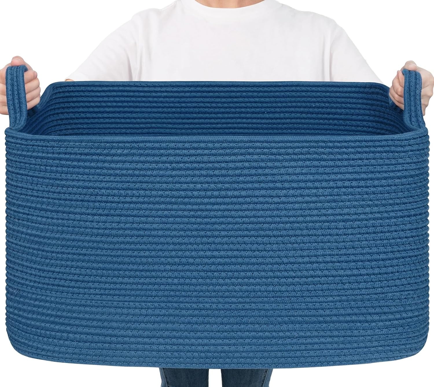 PrimeCook Shop Large Blanket Basket, Storage Baskets for Organizing, Rectangle Woven Basket for Clothes, Towels, Toy Baskets Storage Kids, 21.6" x 14.9" x 11.8"