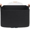 thumbnail image 1 of PrimeCook Shop Large Woven Storage Basket, 105L Extra Large Blanket Basket for Living Room, Bedroom, Rectangle Cotton Rope Organizer for Toy Storage, 25”x16”x16”, Black, 1 of 14