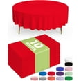 thumbnail image 1 of PrimeCook Shop Plastic Table Cloth Disposable 10 Pack, 84'' Round Table Cloths, Valentines Day, Thanksgiving, Christmas Decorations, Fall Tablecloths, Round, Plastic Cover, Leakproof & Sturdy, Red, 1 of 8