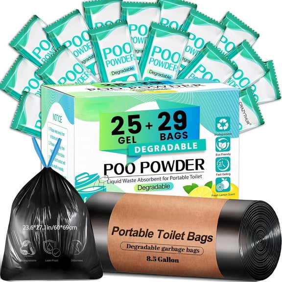 PrimeCook Shop Portable Toilet Gel, Poo Powder for Portable Toilet, Camping Toilet Gel, Pee Powder, Portable Toilet Powder for Outdoor Camping and Hiking Toilet Gel Powder