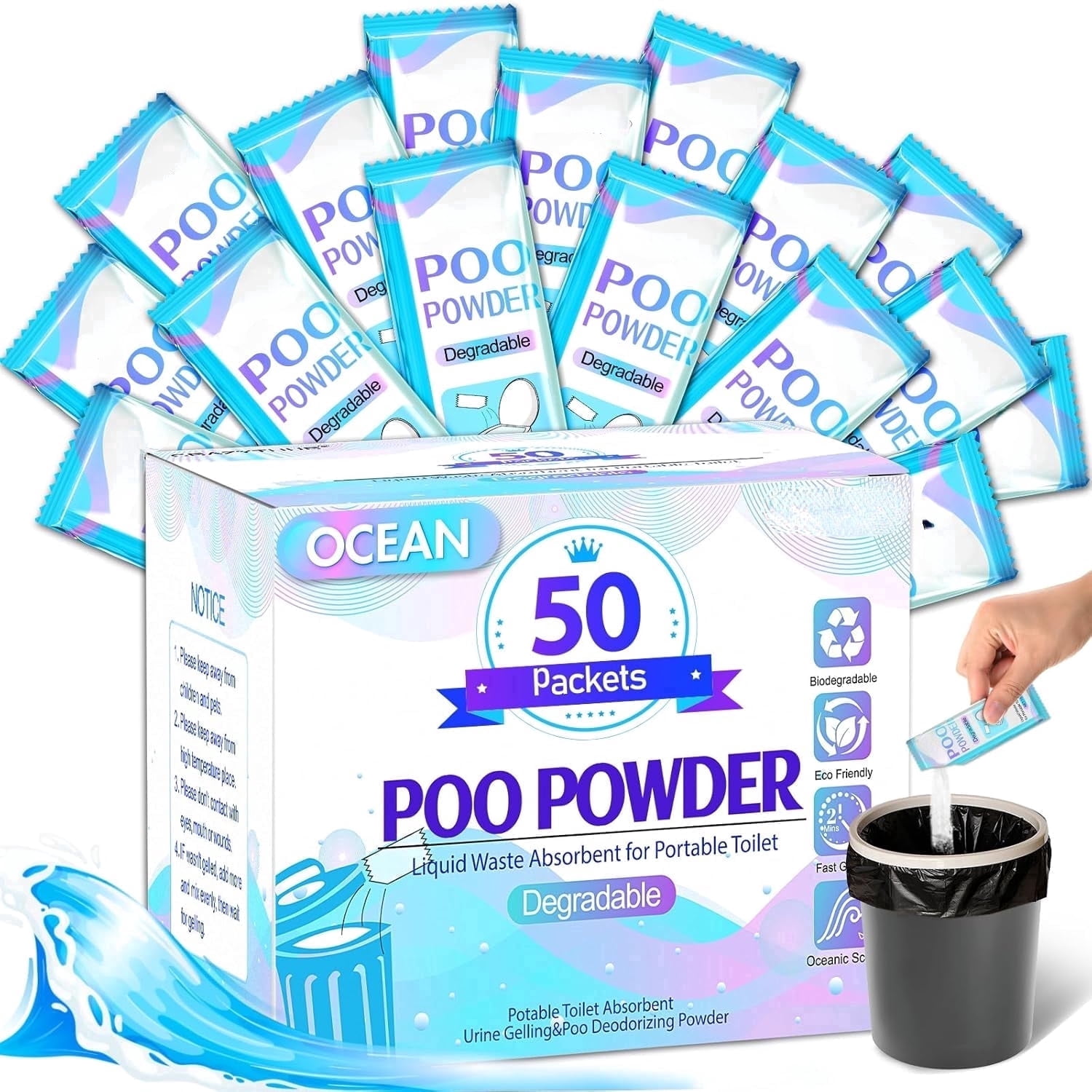 Pooping Powder Primecook Shop Portable Toilet Gel & Poo Pee Powder for Outdoor Camping ...