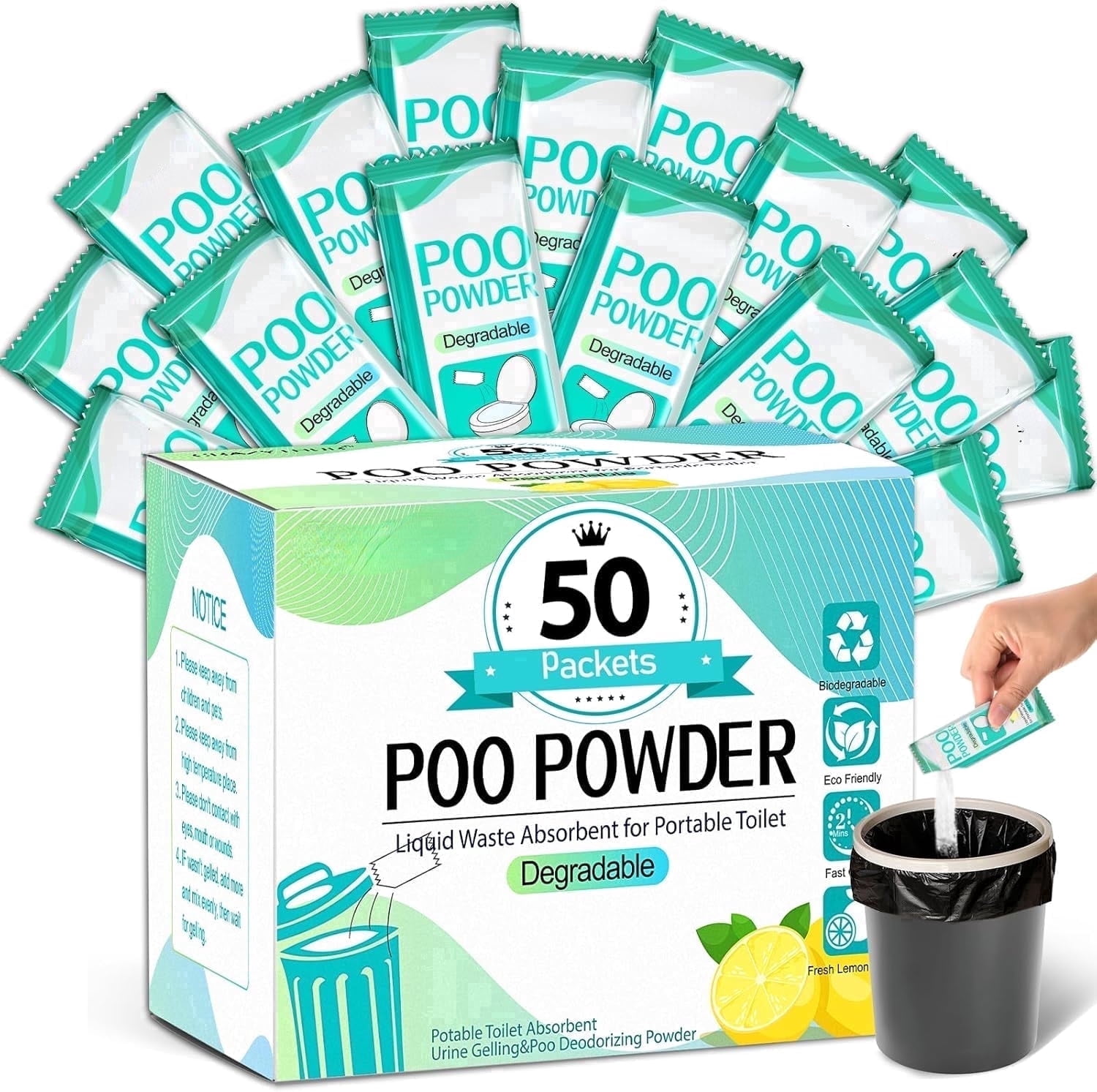 Primecook Shop Portable Toilet Gel, Poo & Pee Powder for Outdoor ...