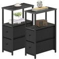 thumbnail image 1 of PrimeCook Shop Small Narrow End Table, Set of 2, Side Table, Nightstand with 2 Cloth Drawers, Couch Table, for Living Room, Bedroom, Bedside, Charcoal Grey, 1 of 16